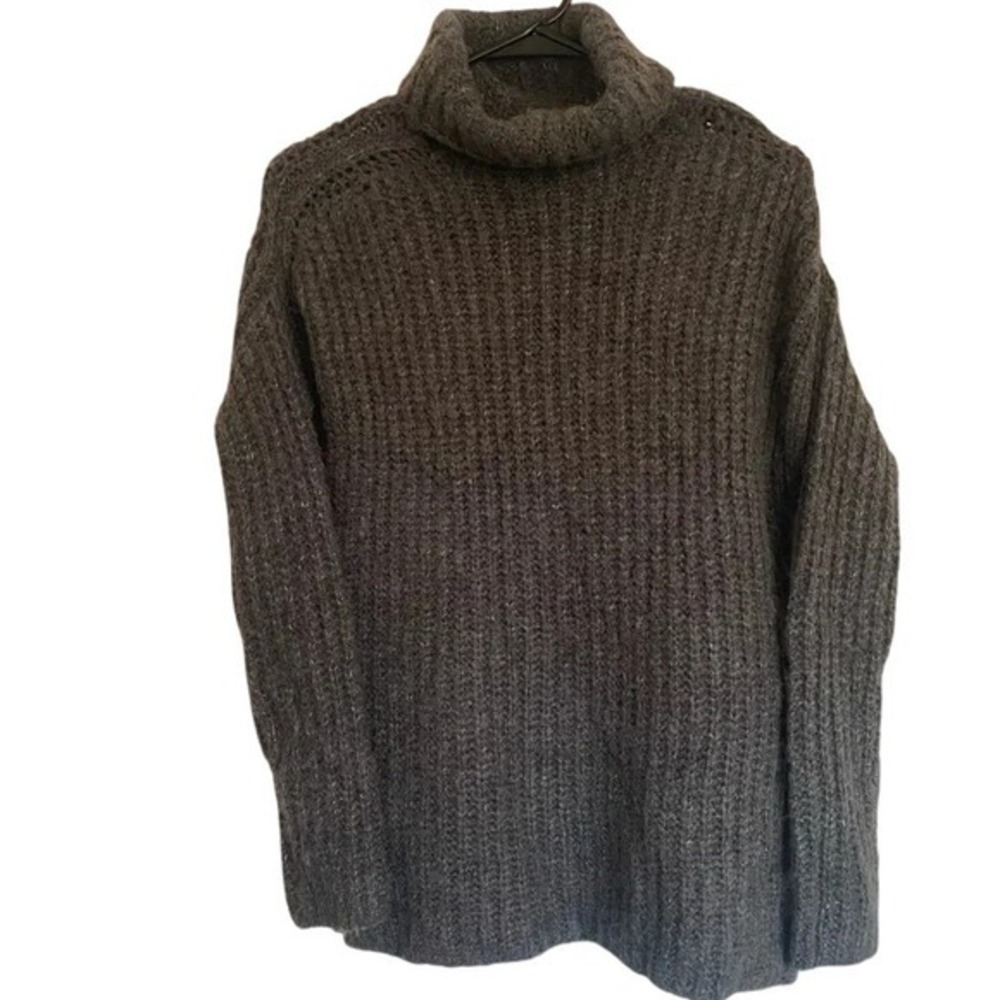 Abercrombie & Fitch Womens Turtleneck Sweater Chunky Knit Oversized Gray XS